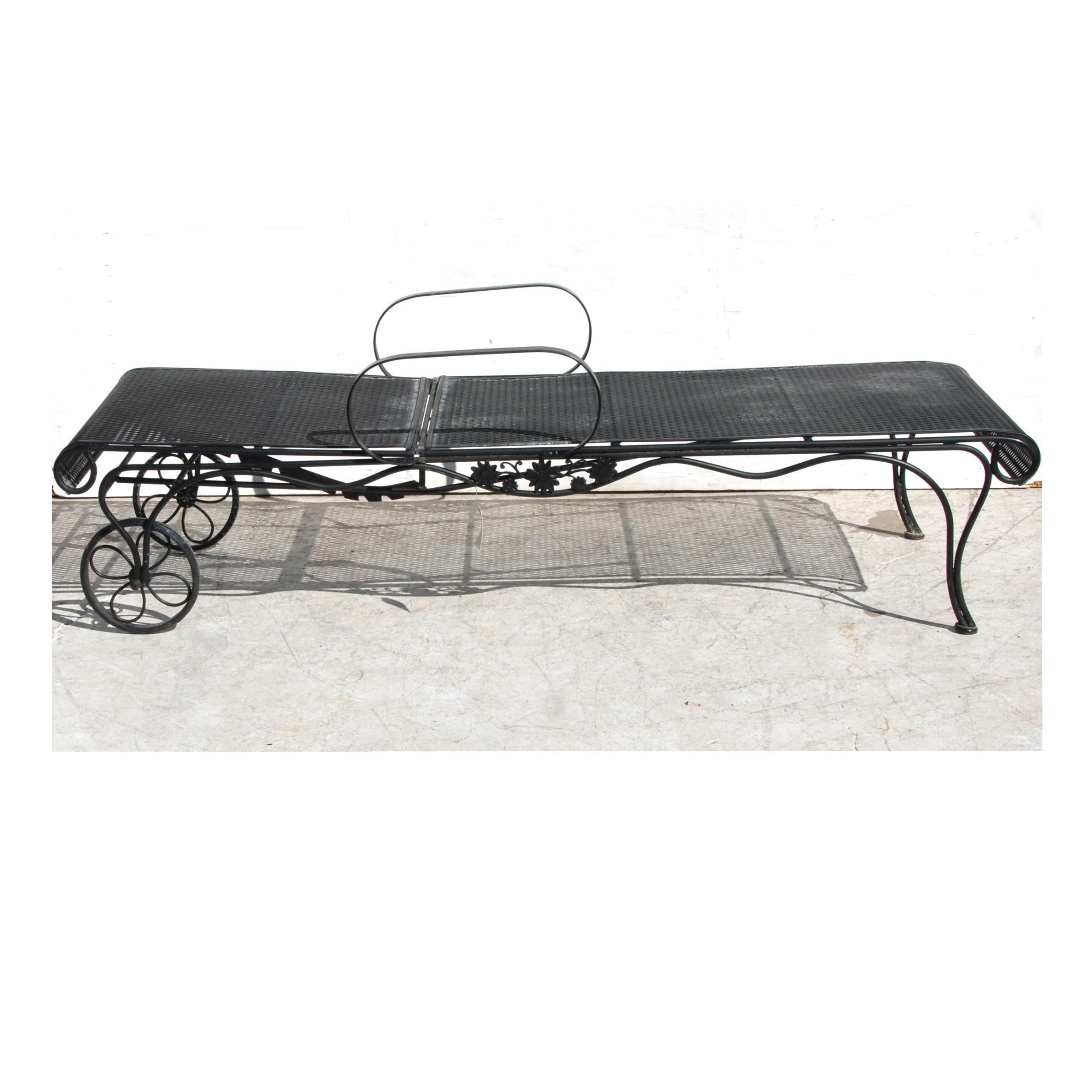 wrought iron chaise lounge with wheels