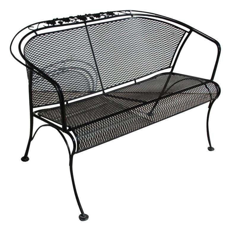 20th Century Woodard Style Wrought Iron Patio Chaise Lounge For Sale