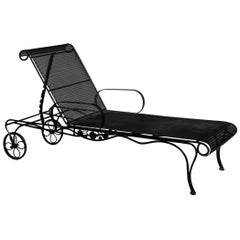 Used Woodard Style Wrought Iron Patio Chaise Lounge