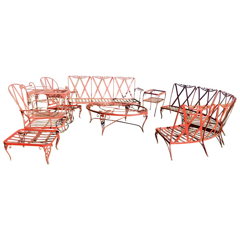 Woodard Vintage Chantilly Rose 10 Piece Patio Set At 1stdibs