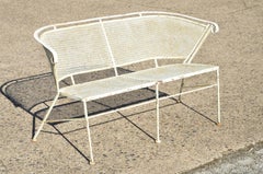 Woodard Vintage Midcentury Wrought Iron Barrel Back Garden Patio Bench Loveseat