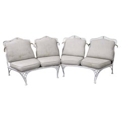 Vintage Woodard White Curved Sectional 4 Piece Sofa Patio Set Mid Century Modern