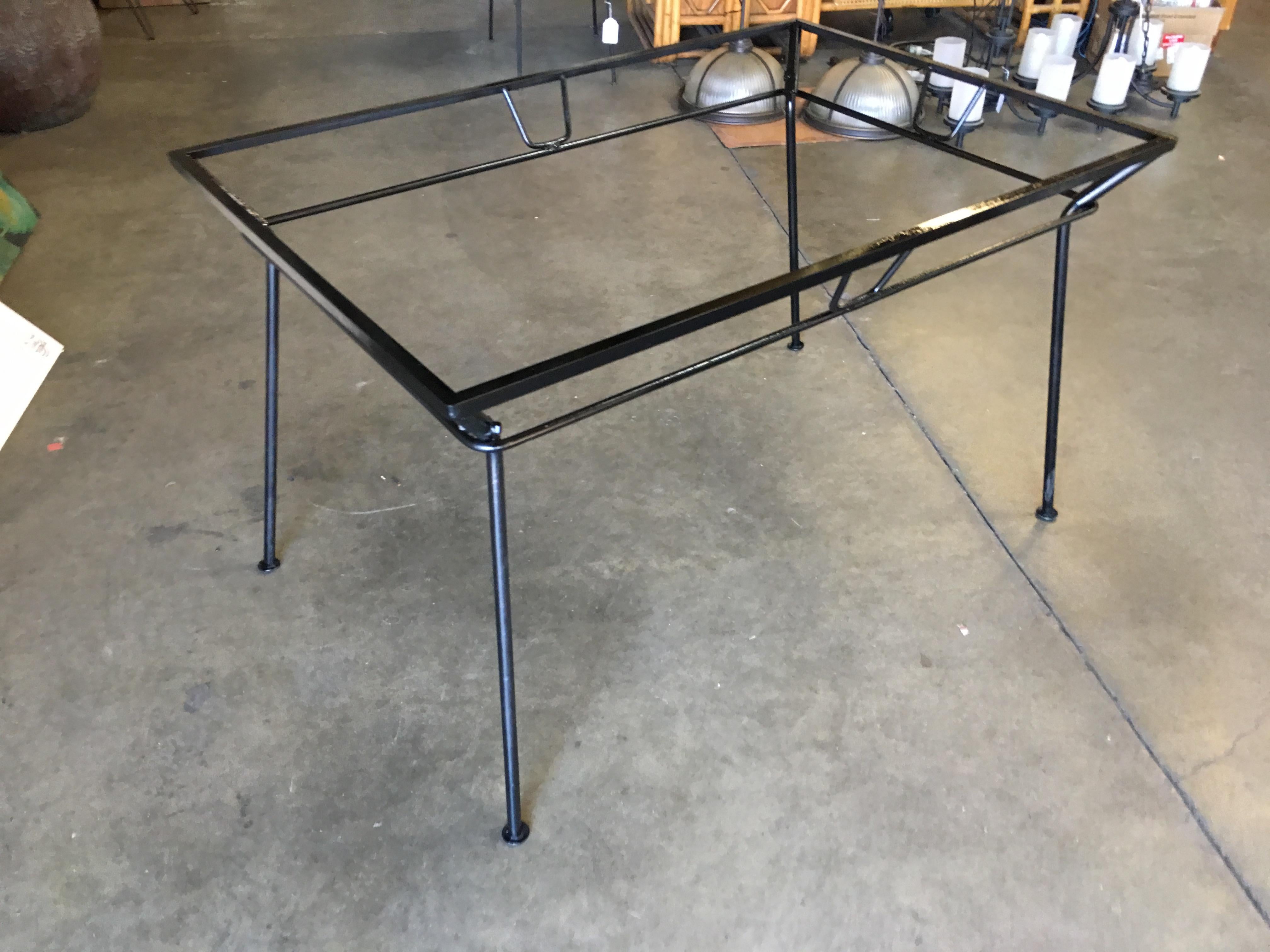 Mid-20th Century Woodard Wrought Iron and Glass Art Deco Patio / Outdoor Table For Sale