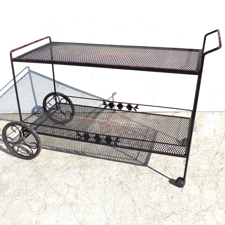 Woodard Wrought Iron Bar Serving Cart For Sale at 1stDibs wrought