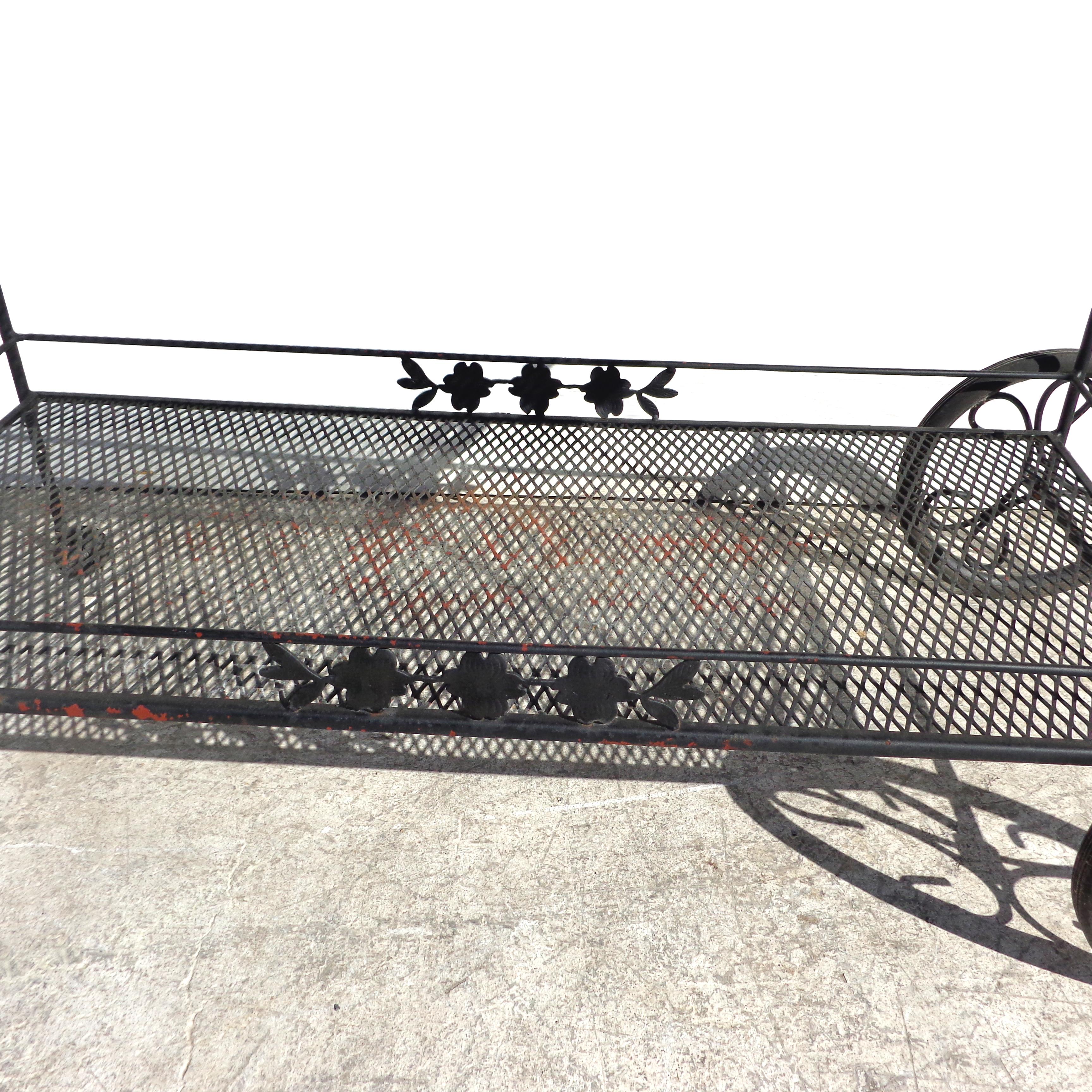 North American Woodard Wrought Iron Bar Serving Cart For Sale