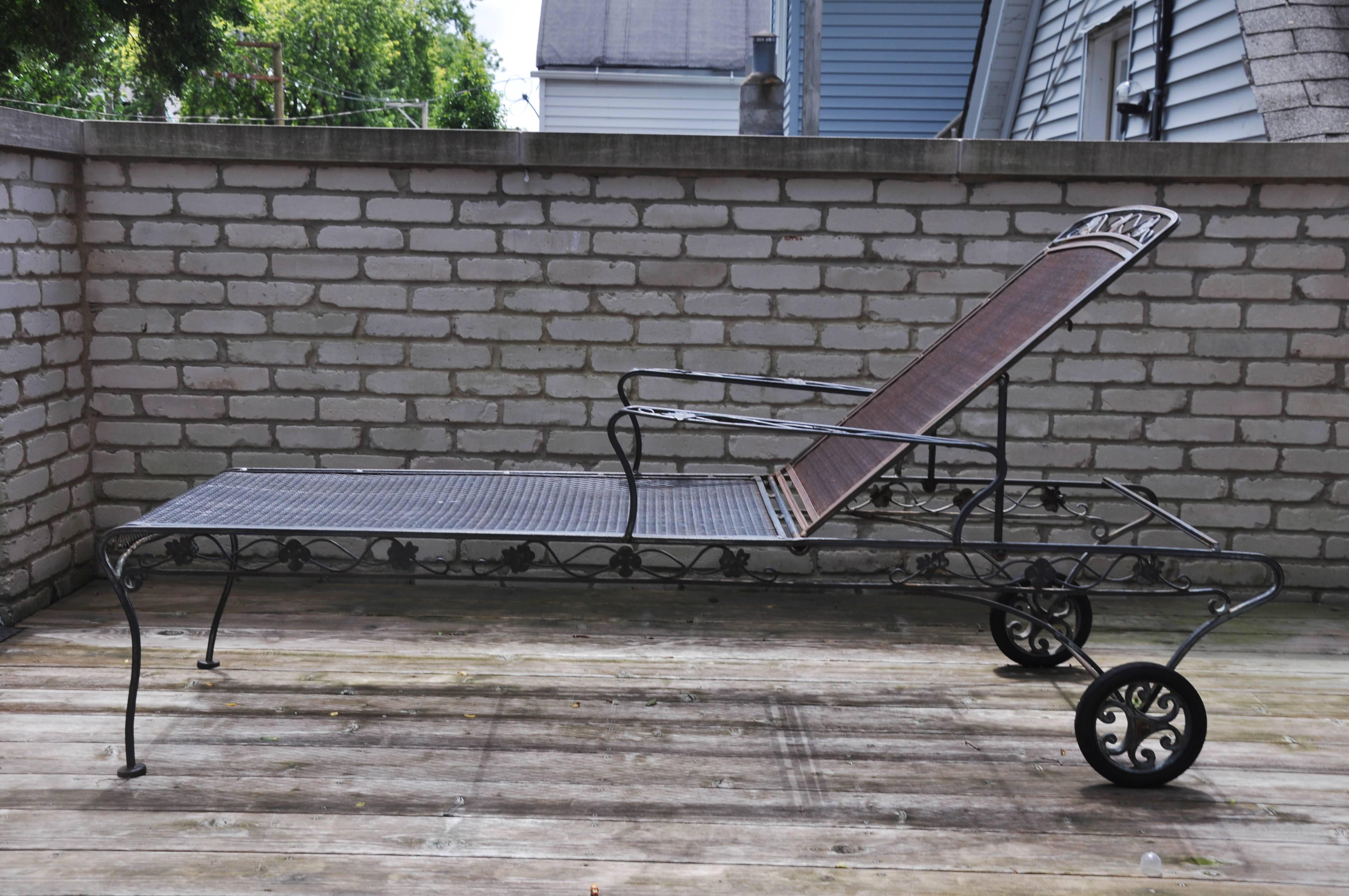 used wrought iron chaise lounge with wheels