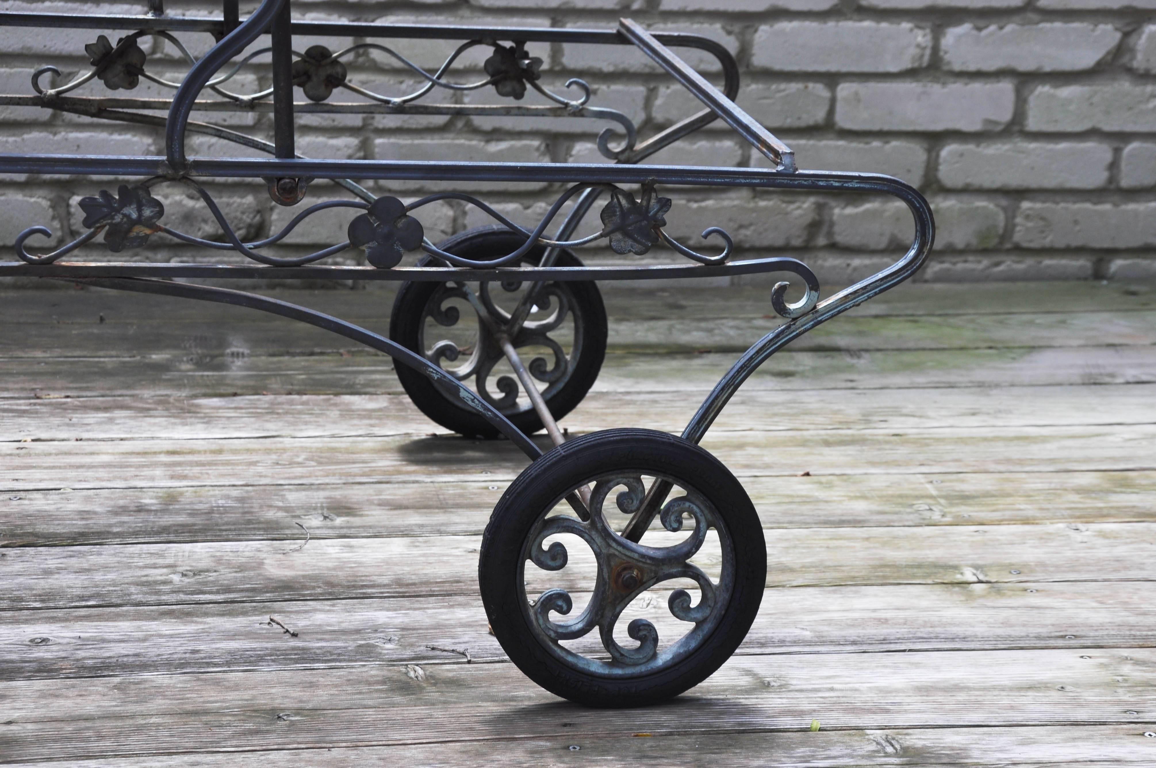 wrought iron lounger with wheels