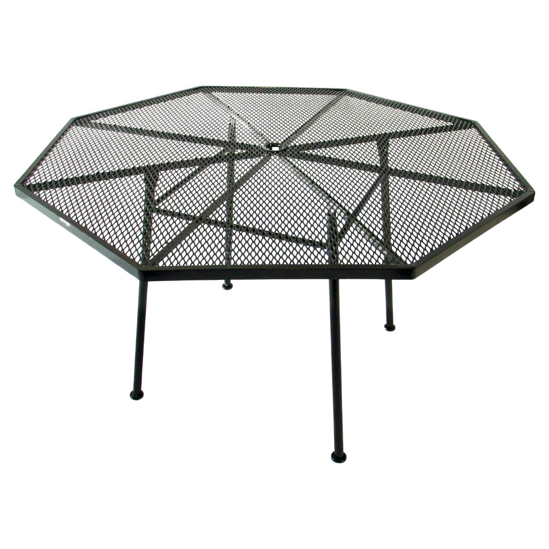 Woodard wrought iron octagon dining height table with fresh gloss black finish 