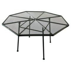 Retro Woodard wrought iron octagon dining height table with fresh gloss black finish 