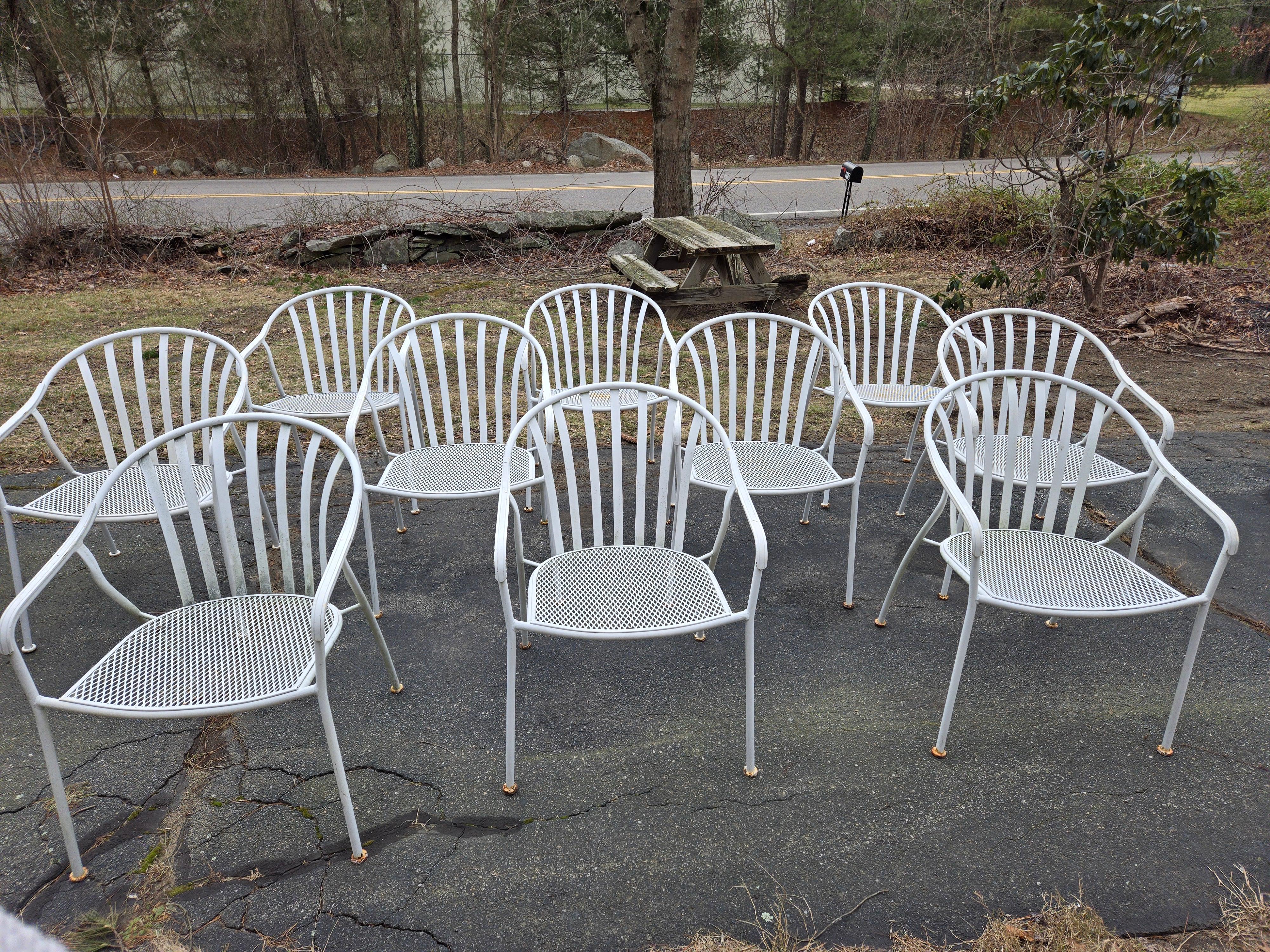 20th Century Woodard Wrought Iron Patio Chairs 18 For Sale