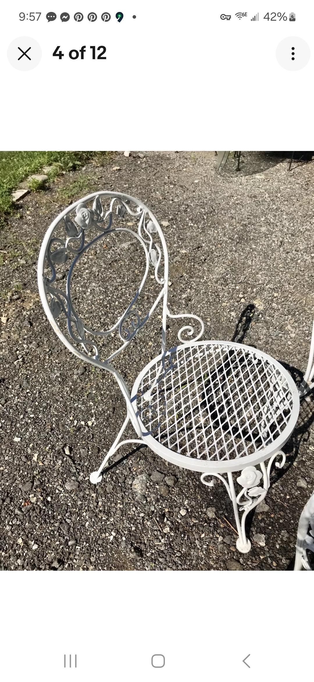 Woodard Wrought Iron Patio Dining Set 7 Pieces In Good Condition For Sale In Cumberland, RI