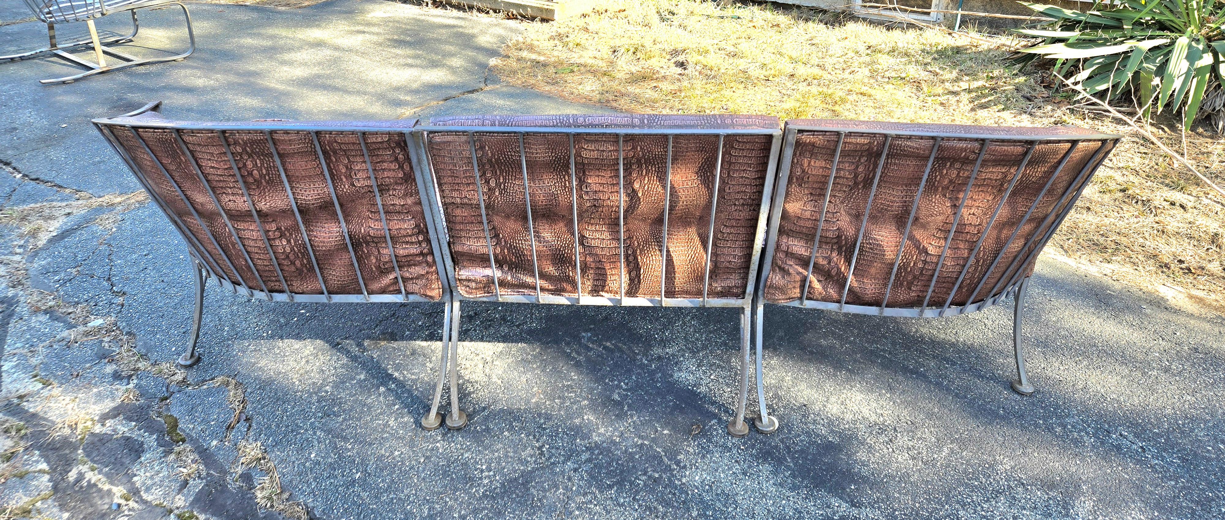 Metal Woodard Wrought Iron Patio Sofa Pinecrest Conversation Ensemble  For Sale