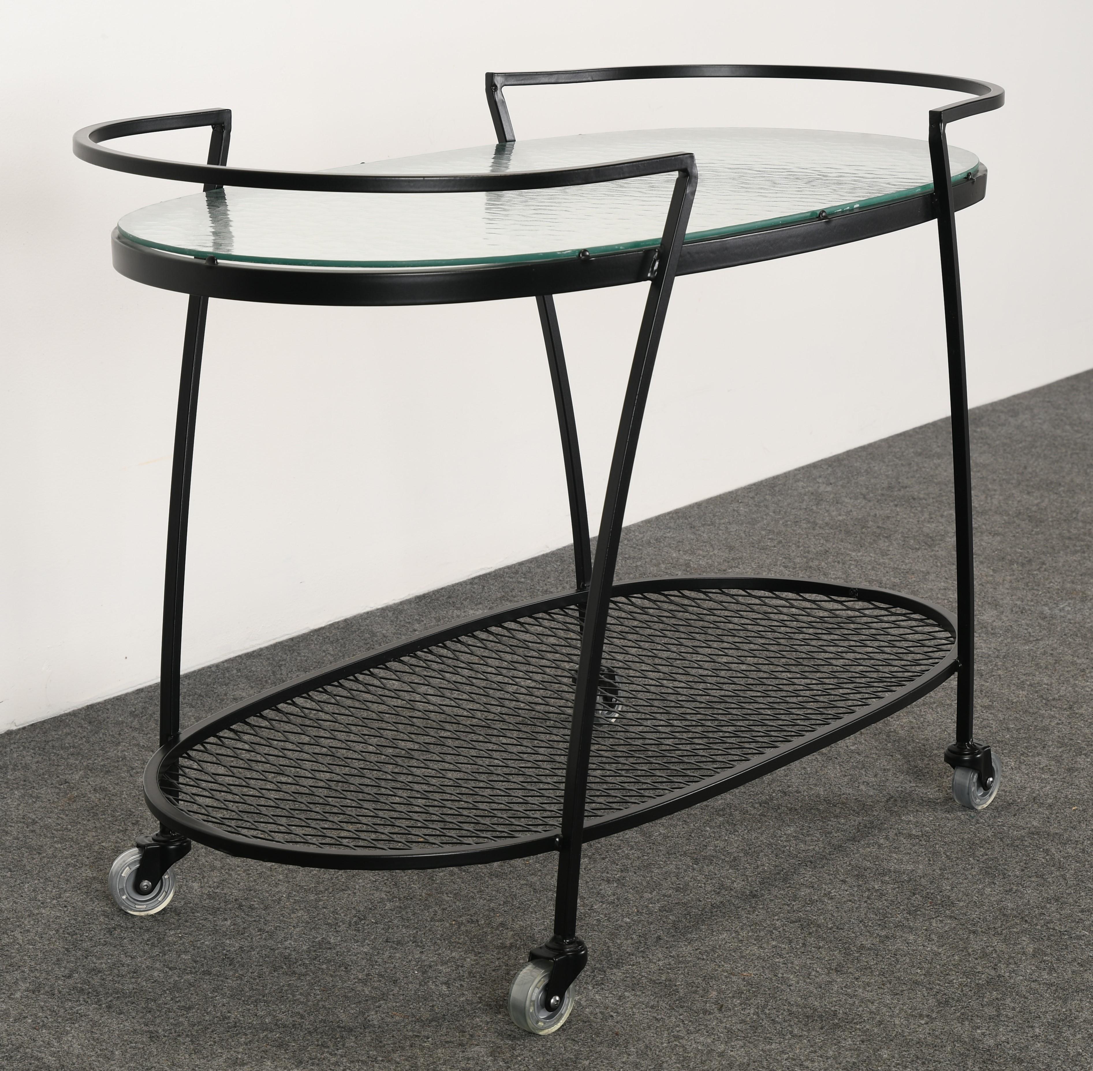 Mid-Century Modern Woodard Wrought Iron Tea or Bar Cart, 1950s