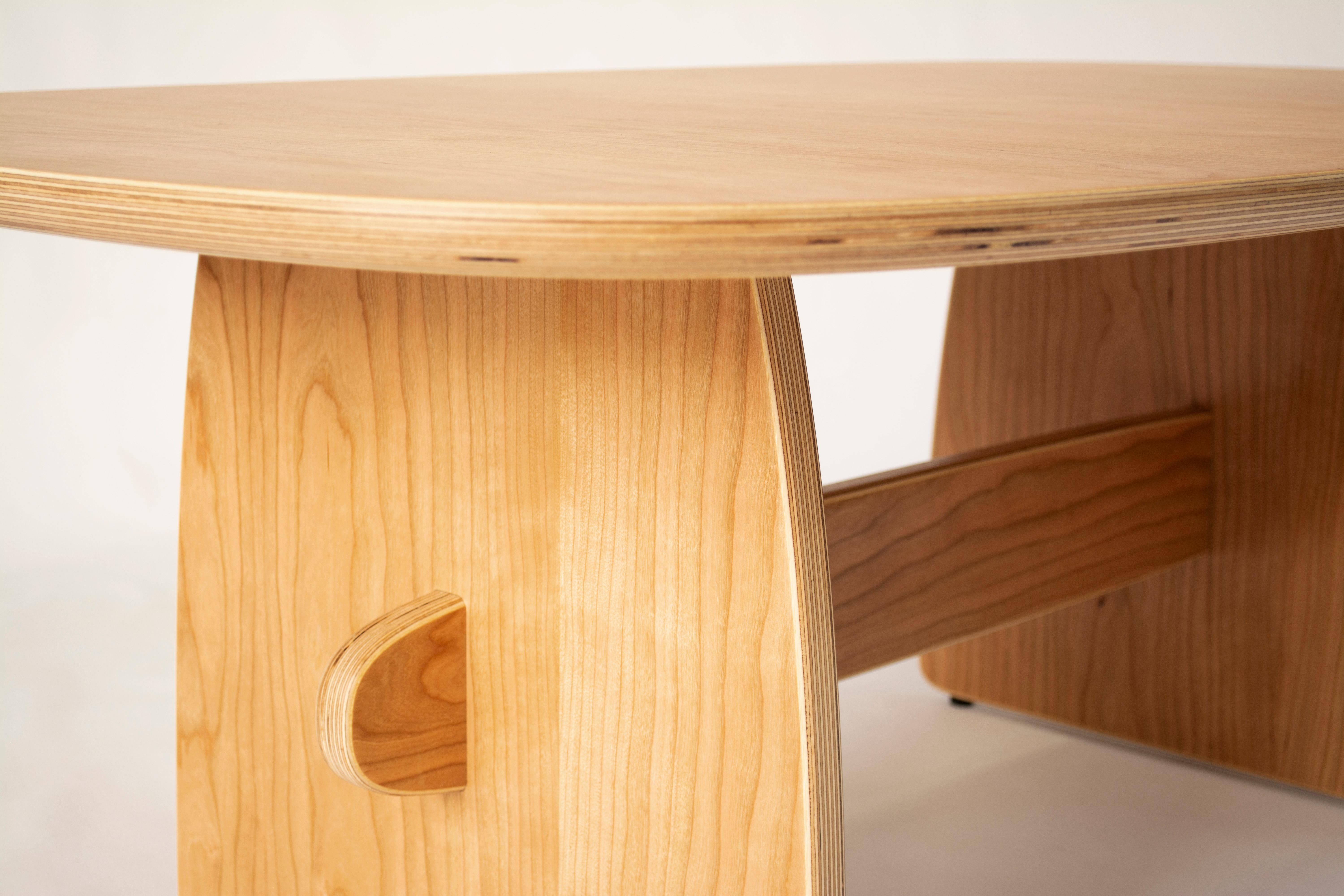 Contemporary Woodbine coffee table in cherry veneer hardwood plywood by KLN Studio For Sale