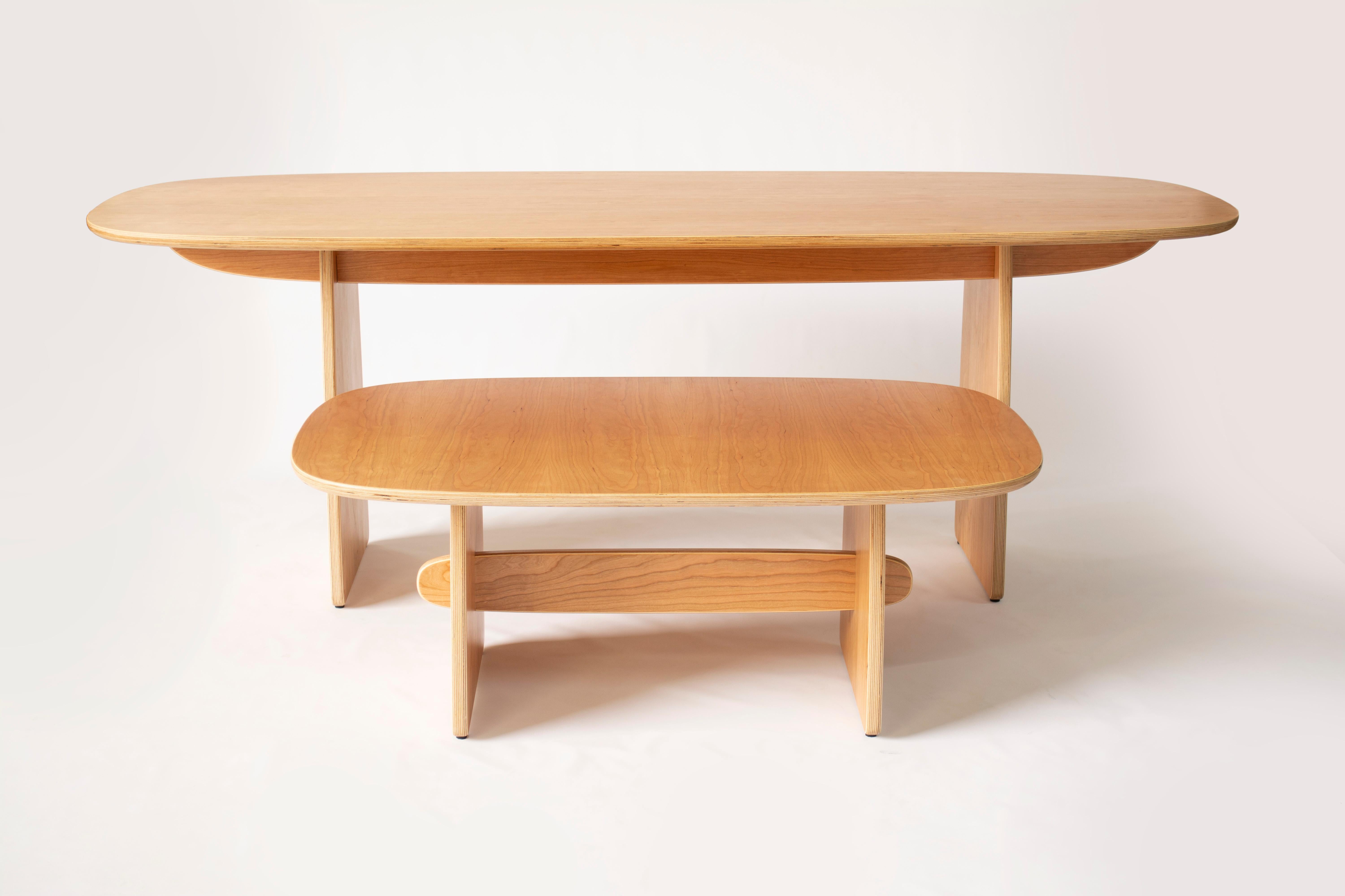 Cherry Woodbine coffee table in cherry veneer hardwood plywood by KLN Studio For Sale