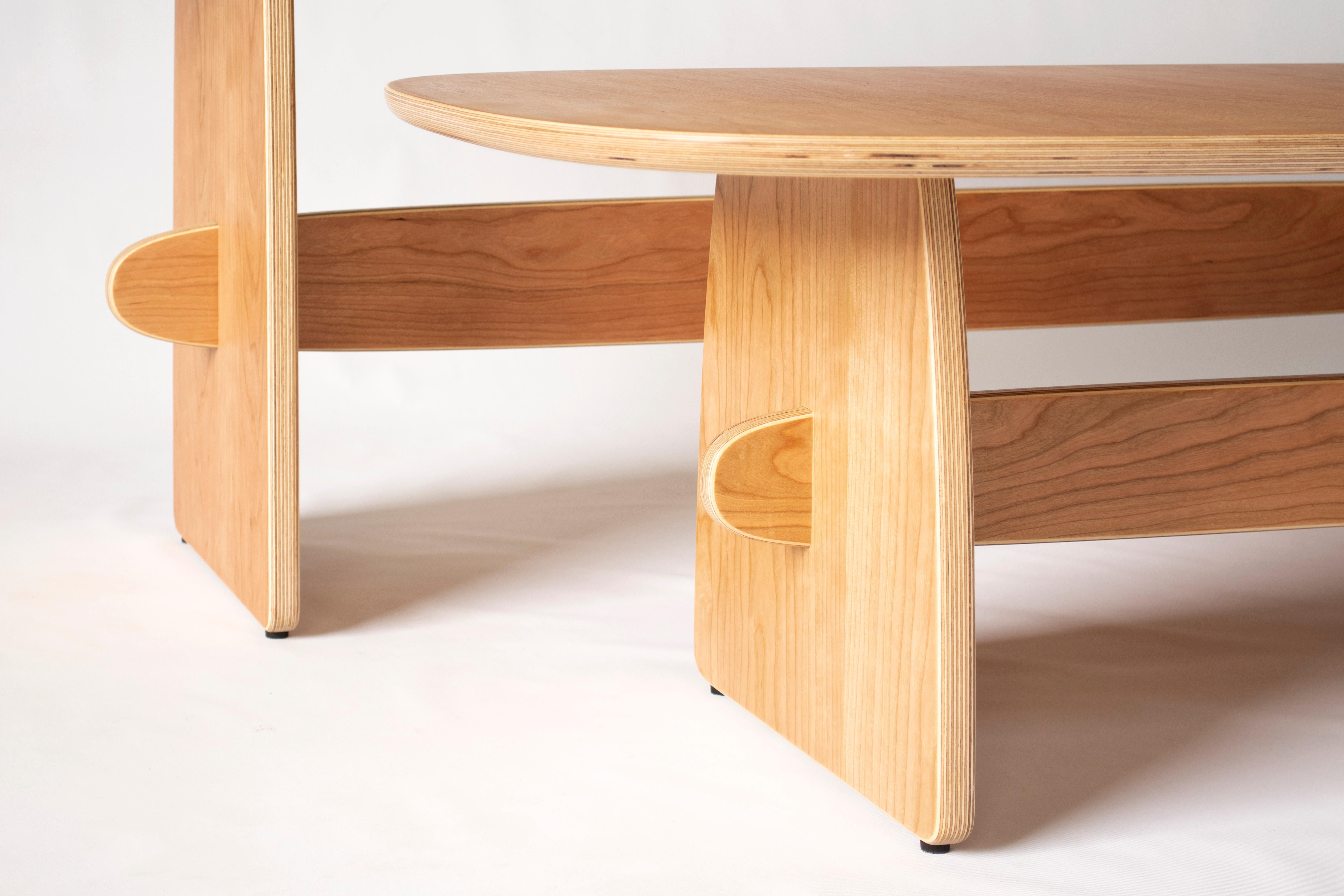 Woodbine coffee table in cherry veneer hardwood plywood by KLN Studio For Sale 1