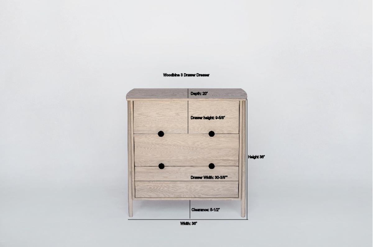 Joinery Woodbine Dresser, Minimalist Nude 3 Drawer Dresser For Sale