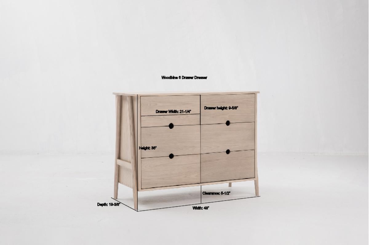 Ash Woodbine Dresser, Minimalist Nude 6 Drawer Dresser