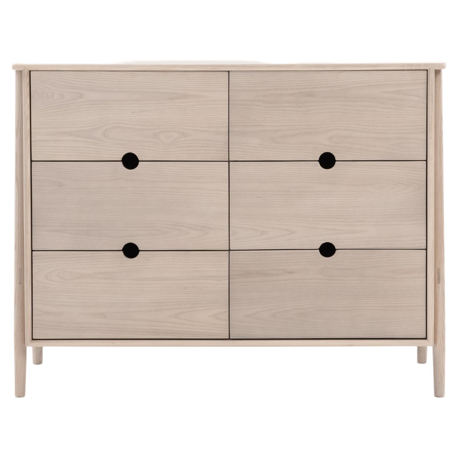 Woodbine Dresser, Minimalist Nude 6 Drawer Dresser