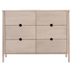 Woodbine-Kommode, minimalistische Kommode mit 6 Schubladen, Nude