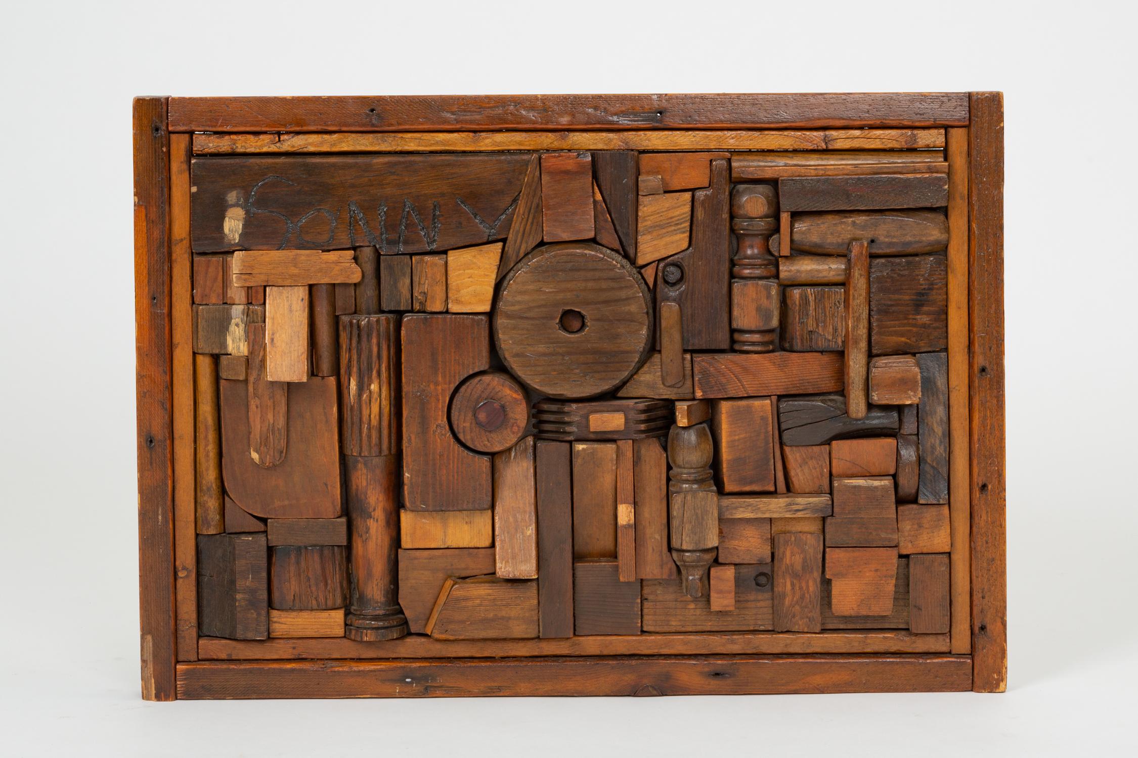 A noted artist and gallerist from Erie, PA, Francis Schanz created this wooden assemblage in the tradition of Louise Nevelson and Mabel Hutchinson as part of his graduate work. Listed in the book, “Francis T. Schanz: The Heart of Art” by Bob Nagle,
