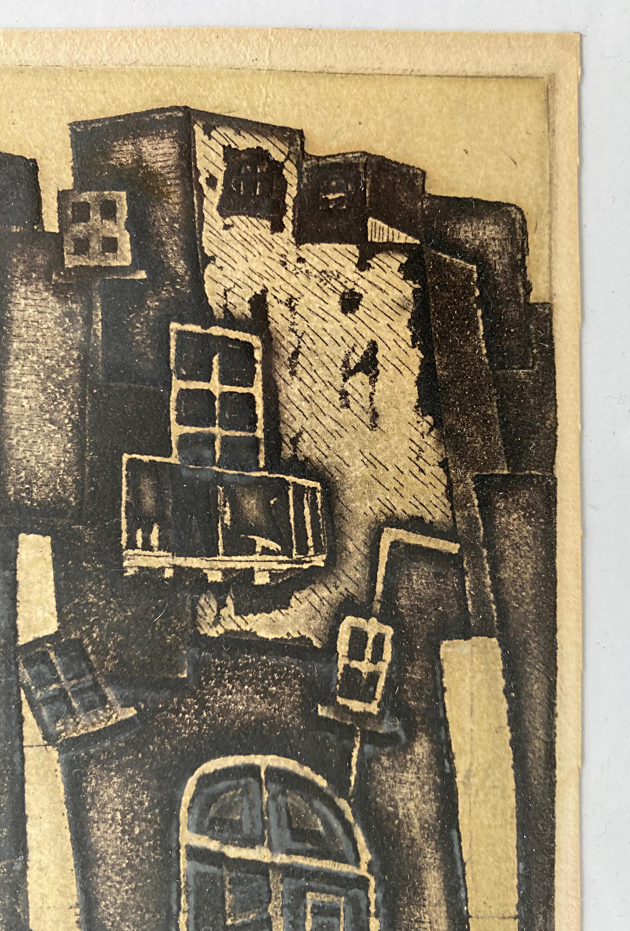 Holzschnitt-Gravur „La Calle II“, signiert, nummeriert 10/75, 1987 (amerikanisch) im Angebot