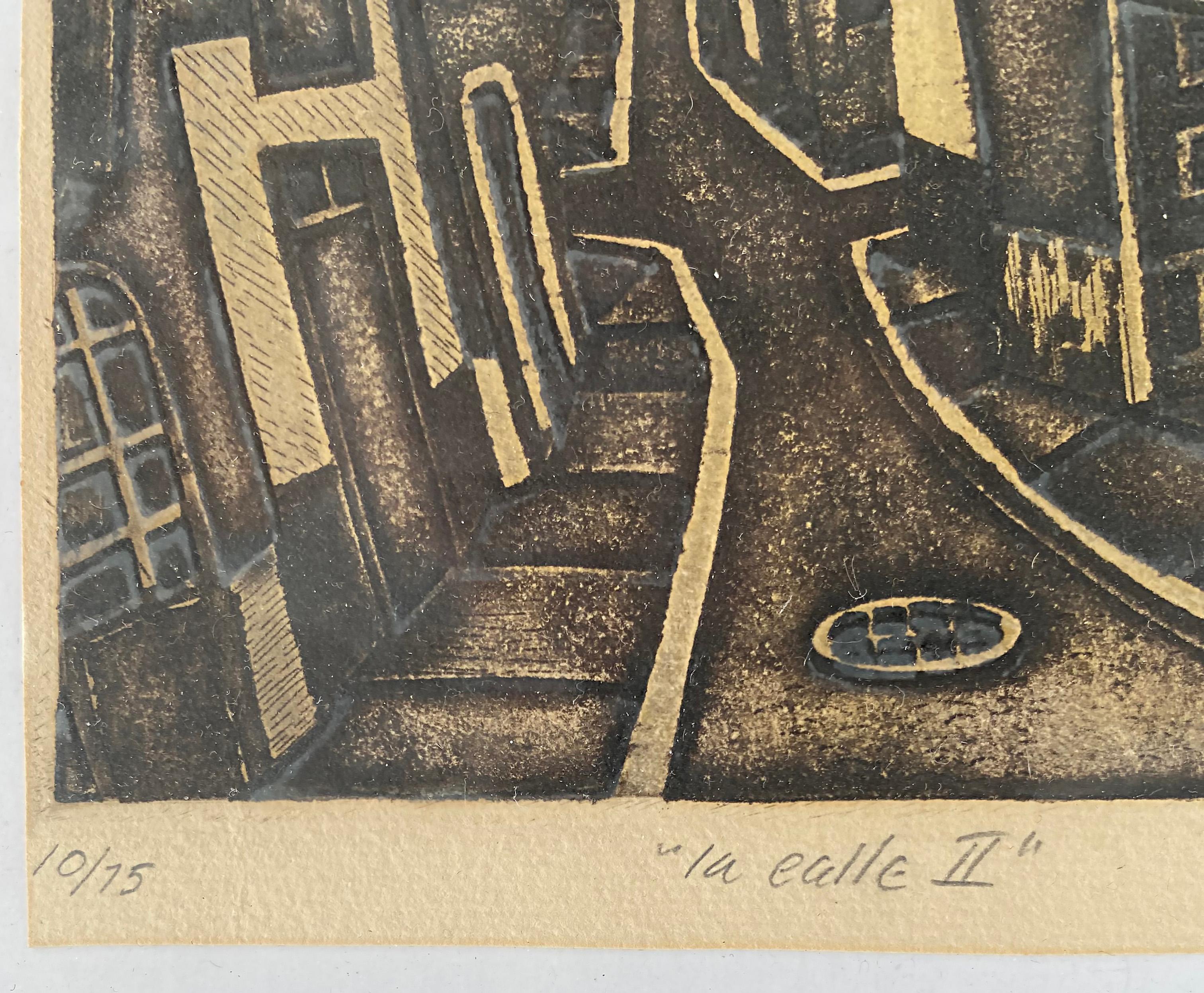 20th Century Woodblock Engraving “La Calle II