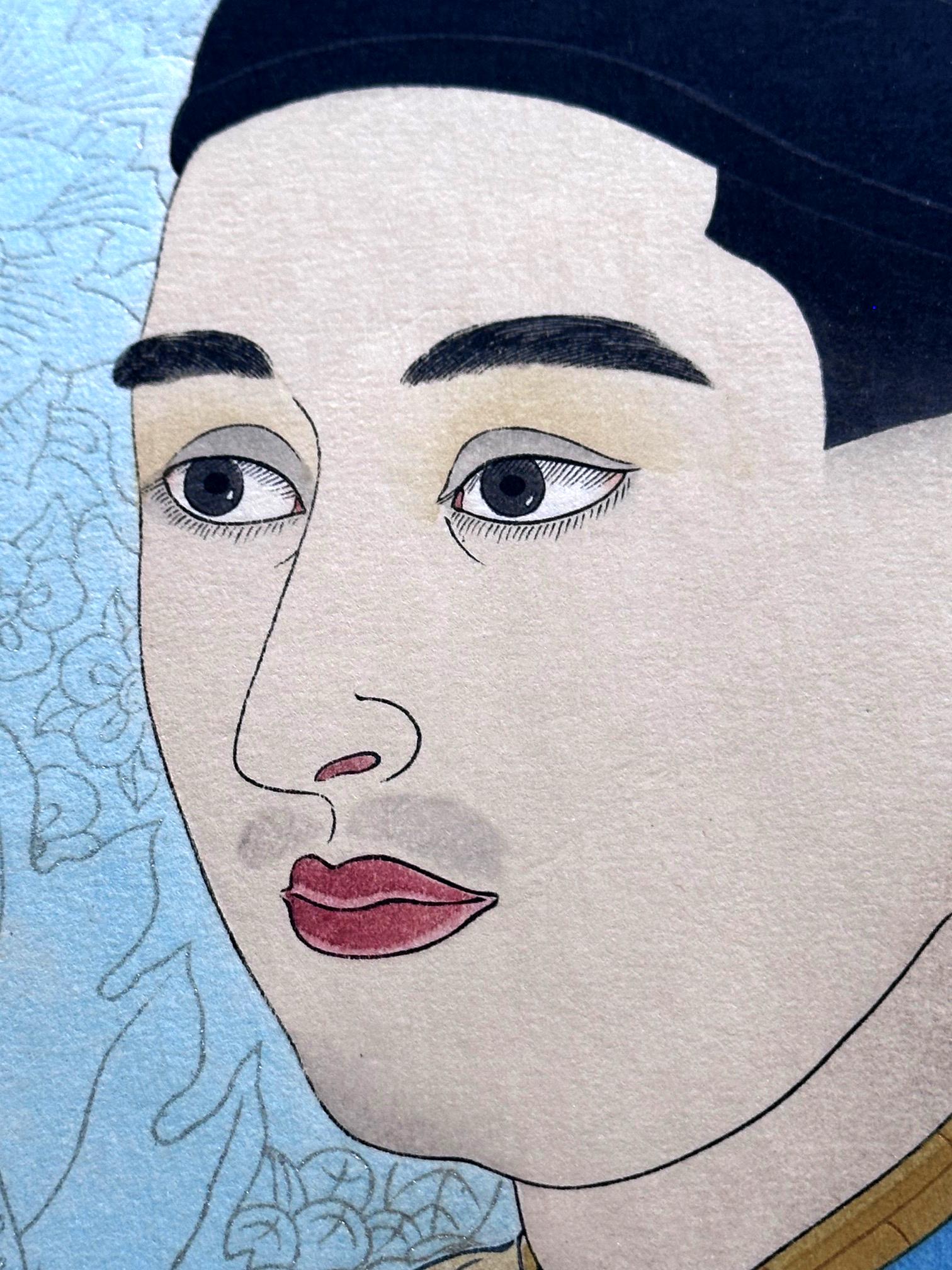 Gravure sur bois japonaise Le Mandarin Aux Lunettes par Paul Jacoulet en vente 5