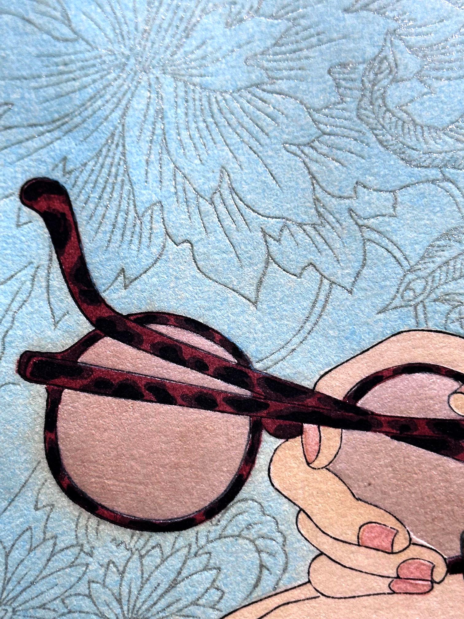 Gravure sur bois japonaise Le Mandarin Aux Lunettes par Paul Jacoulet en vente 6