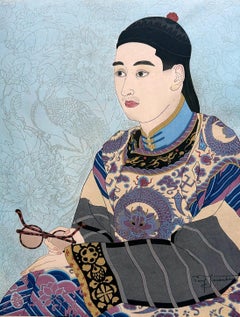 Japanese Woodblock Print Le Mandarin Aux Lunettes by Paul Jacoulet