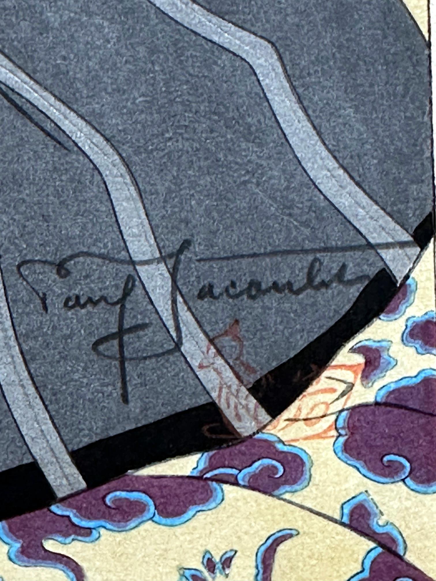 Gravure sur bois japonaise Le Mandarin Aux Lunettes par Paul Jacoulet en vente 2