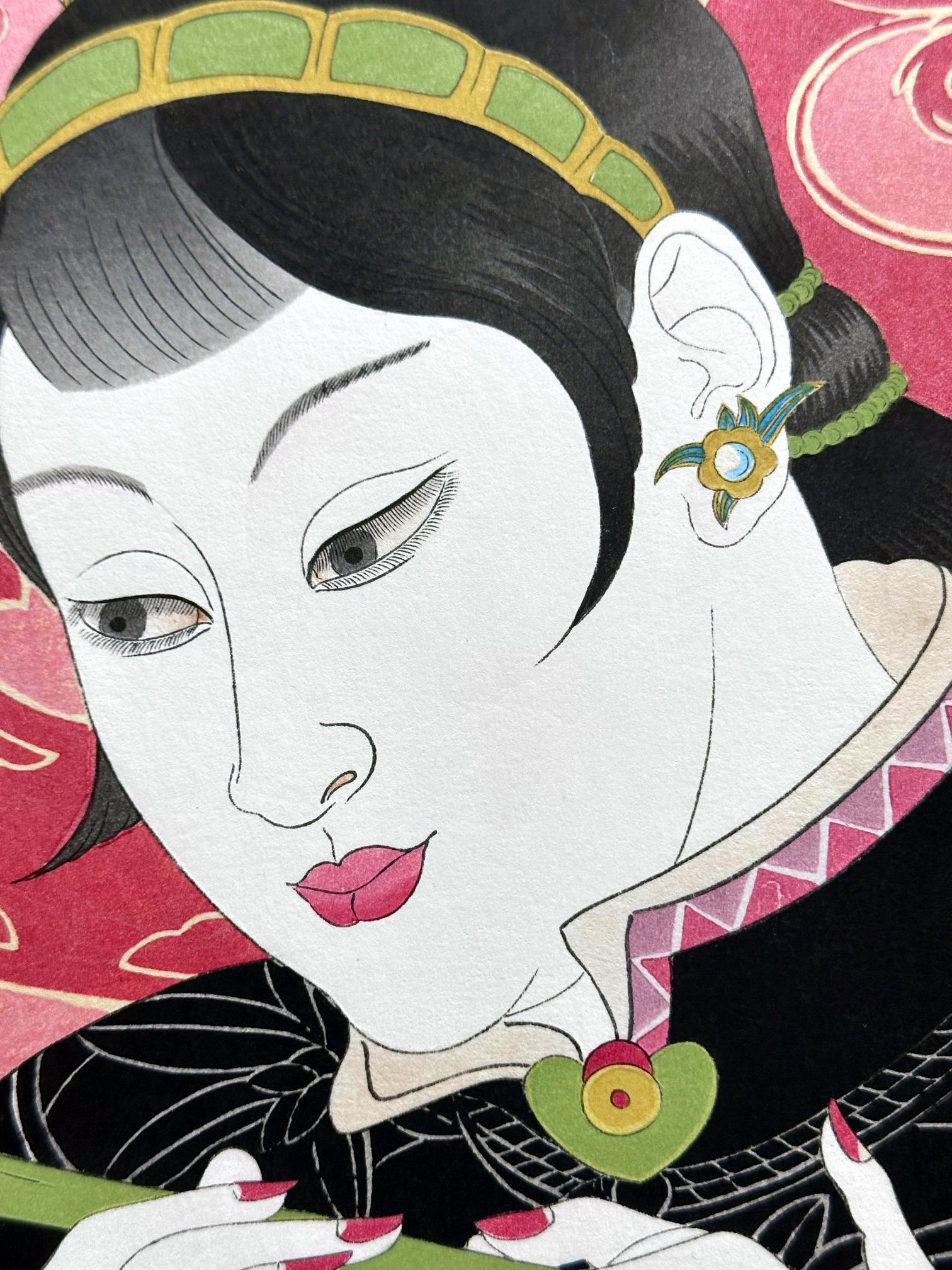 Grabado xilográfico japonés Les Jades Chinoise de Paul Jacoulet en venta 3