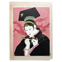 Vintage Japanese Woodblock Print Les Jades Chinoise by Paul Jacoulet