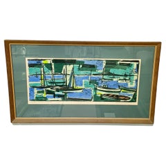 Woodblock Print of Sailboats by Werner Drewes