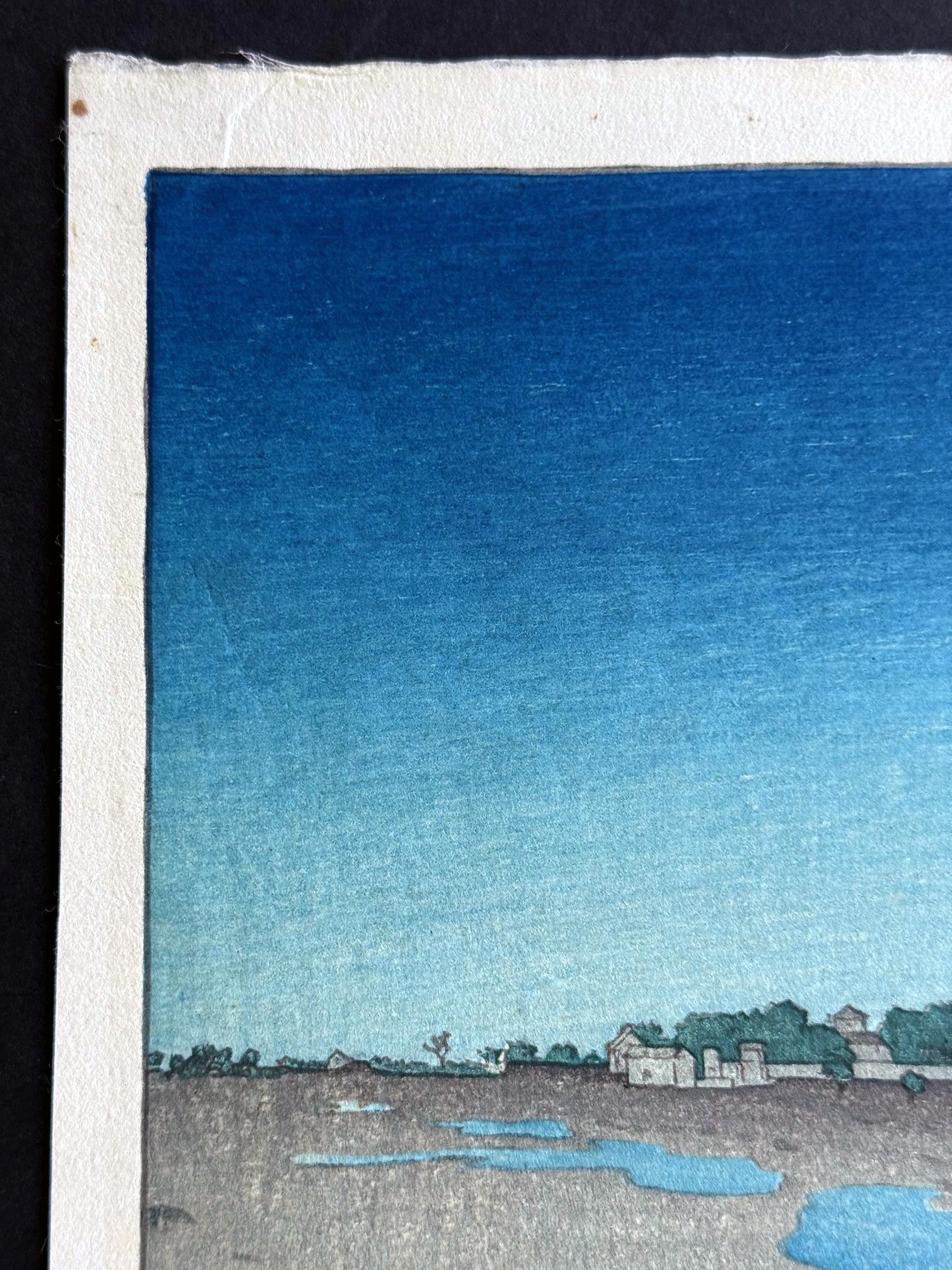 Taisho Rare gravure sur bois le mur tartare de Pékin par Charles William Bartlett en vente