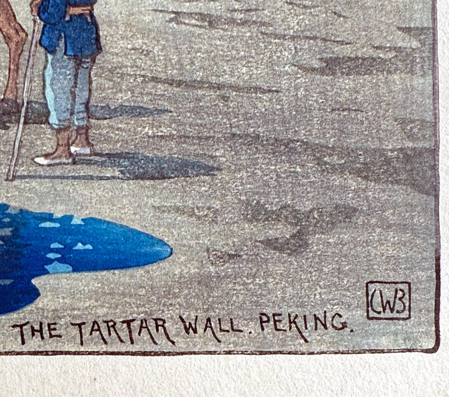 Rare gravure sur bois le mur tartare de Pékin par Charles William Bartlett en vente 1