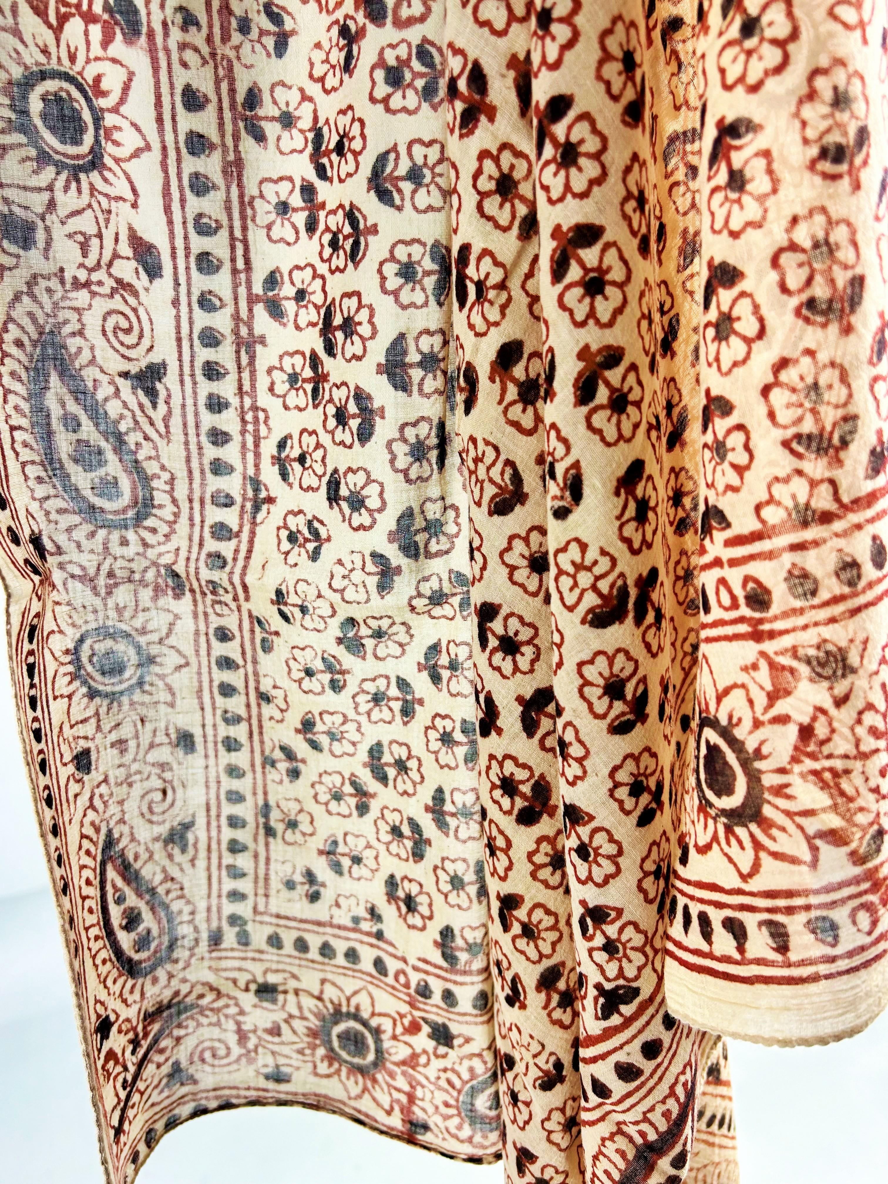 Foulard en coton Sanganer imprimé sur bois - Inde, vers 1900 en vente 5