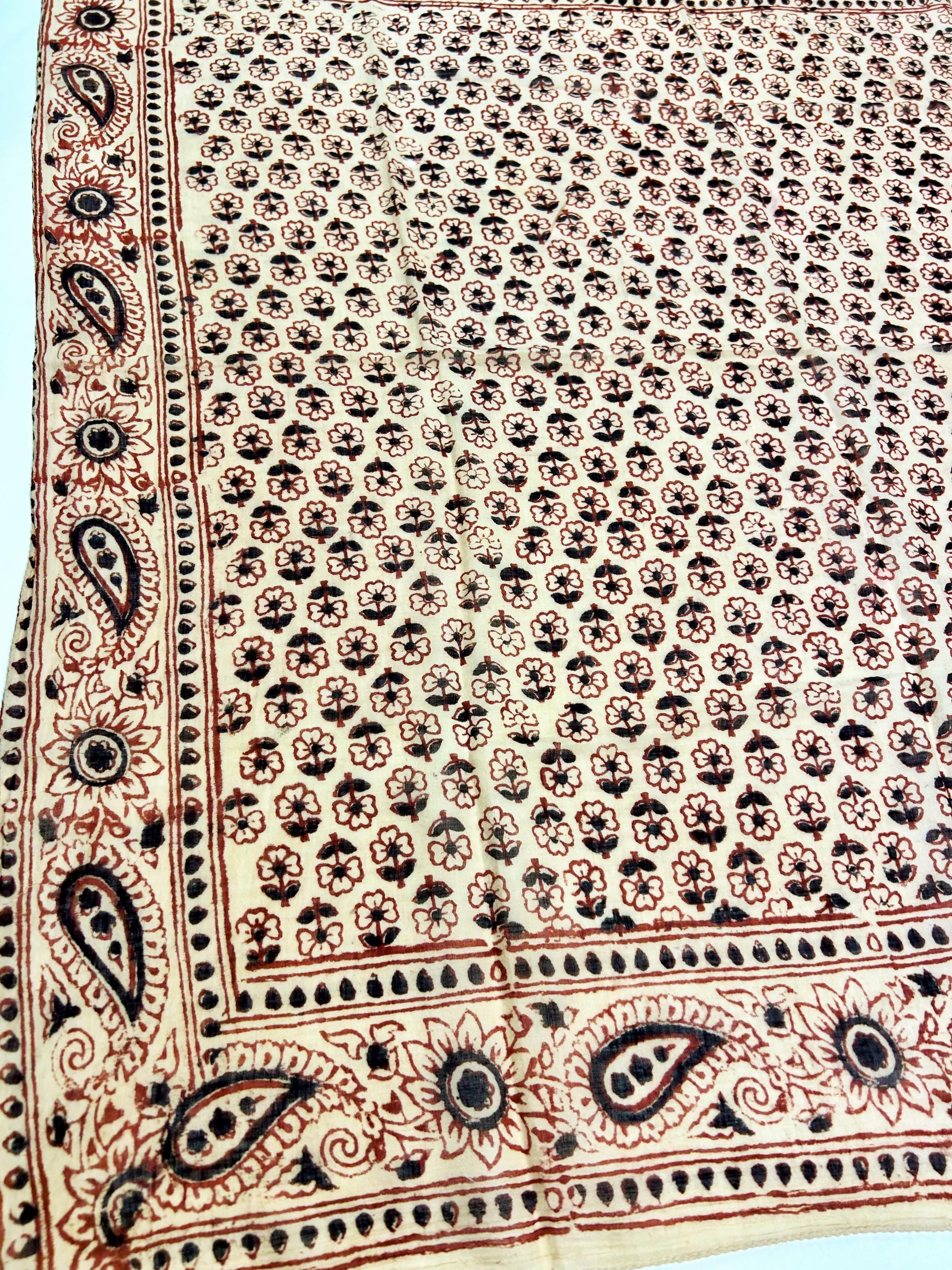 Beige Foulard en coton Sanganer imprimé sur bois - Inde, vers 1900 en vente