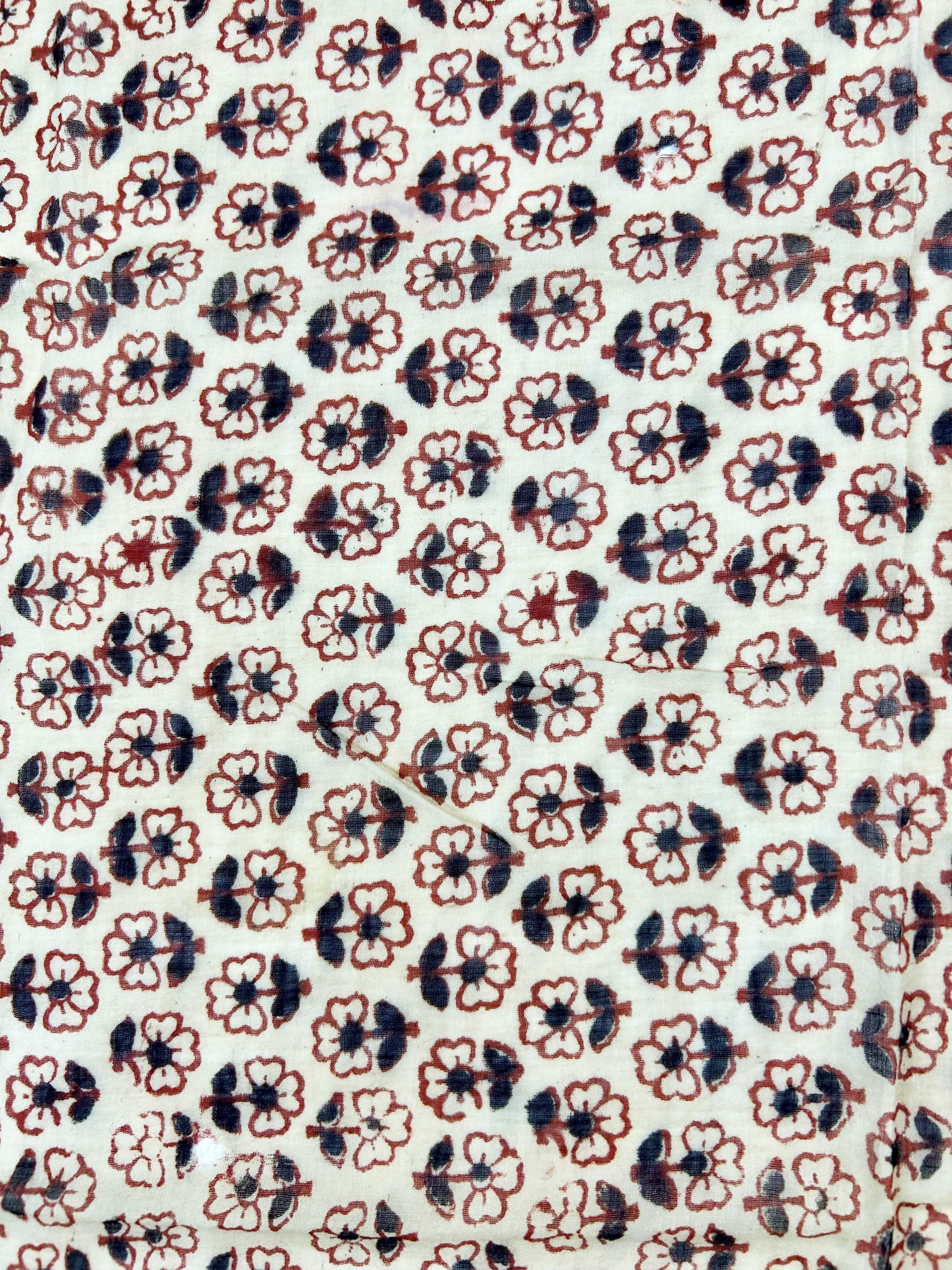 Foulard en coton Sanganer imprimé sur bois - Inde, vers 1900 Bon état - En vente à Toulon, FR