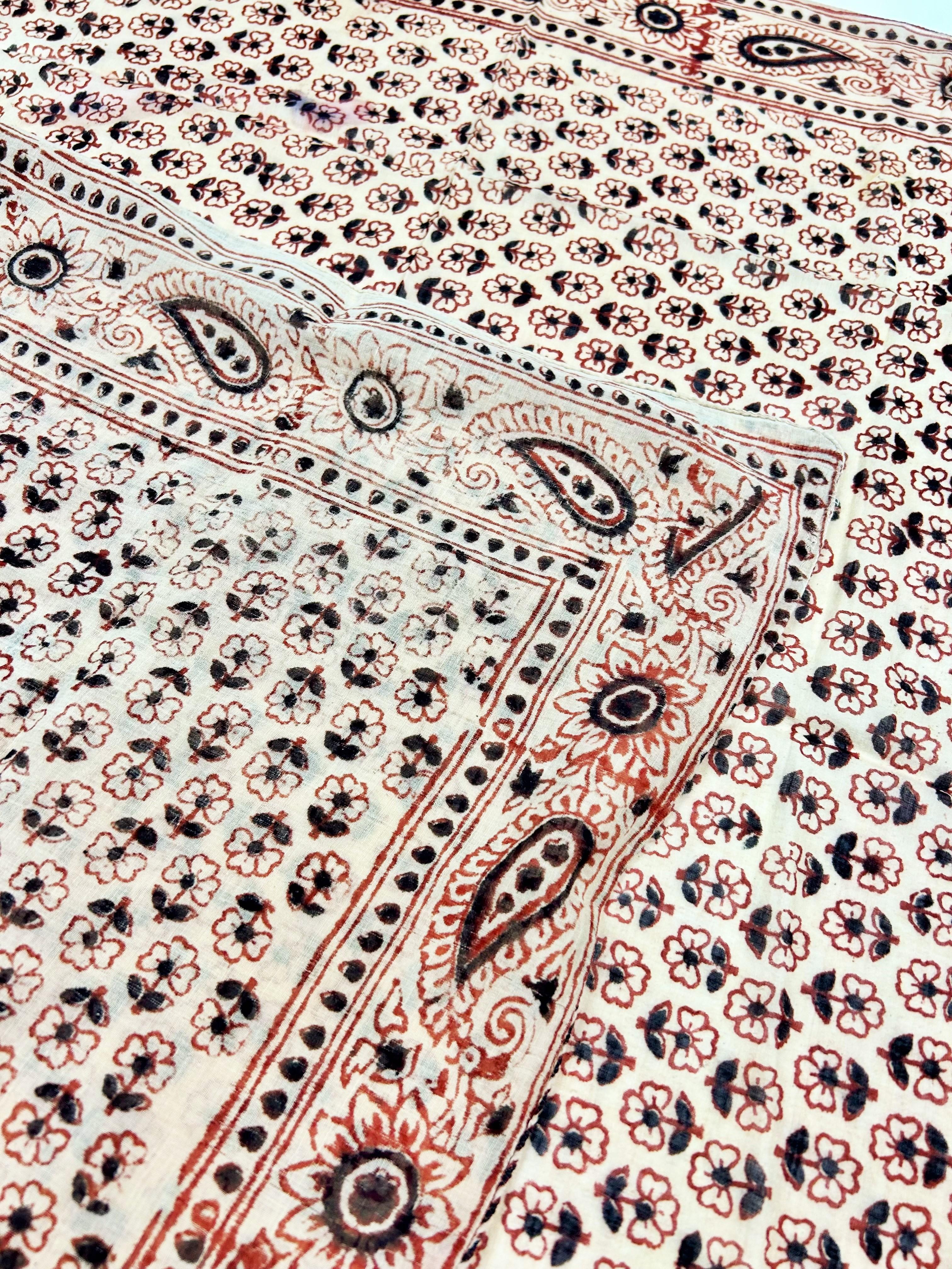 Foulard en coton Sanganer imprimé sur bois - Inde, vers 1900 en vente 2
