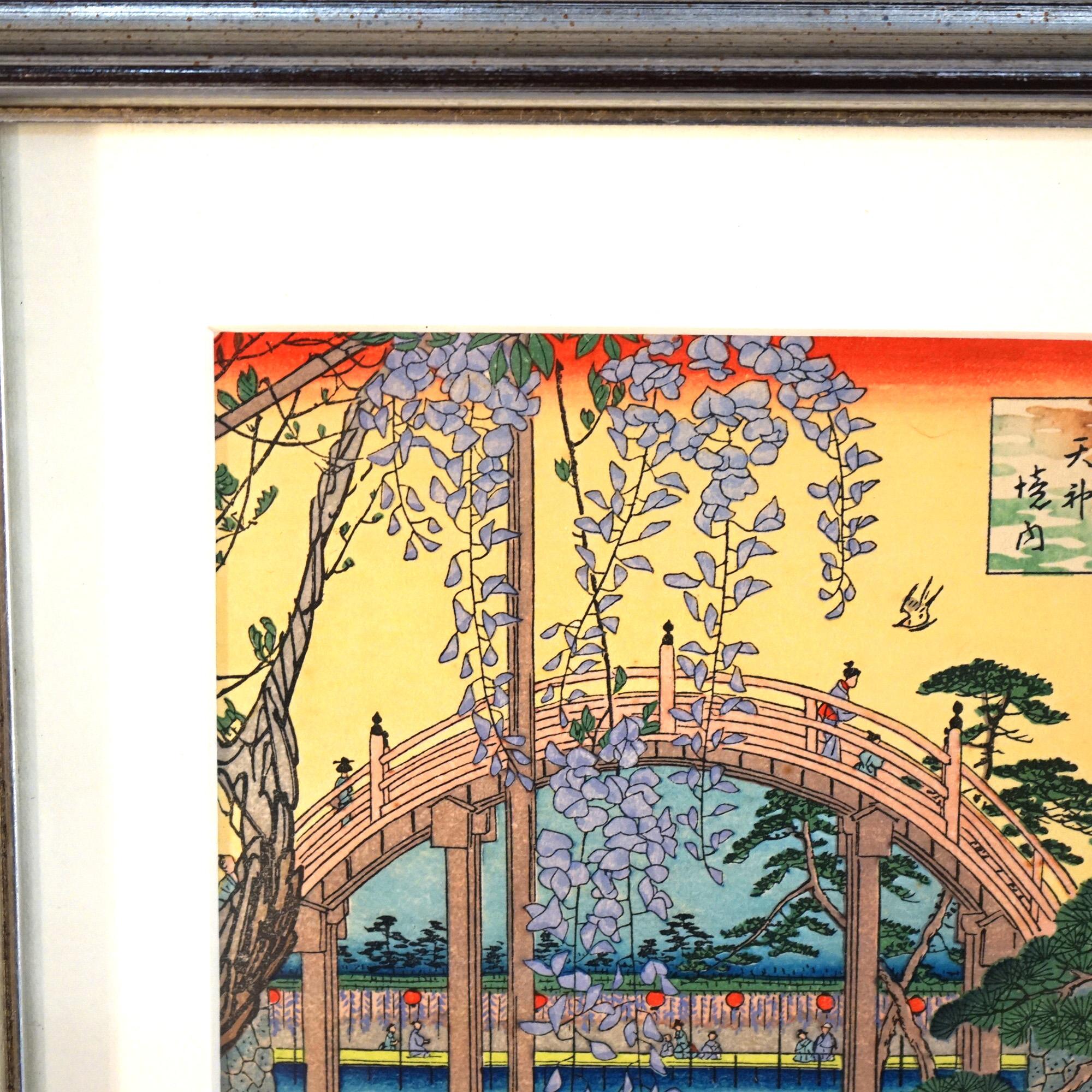 Woodblock Prints by Hiroshige and Hasegawa Sadanobu III C1950 In Good Condition For Sale In Big Flats, NY