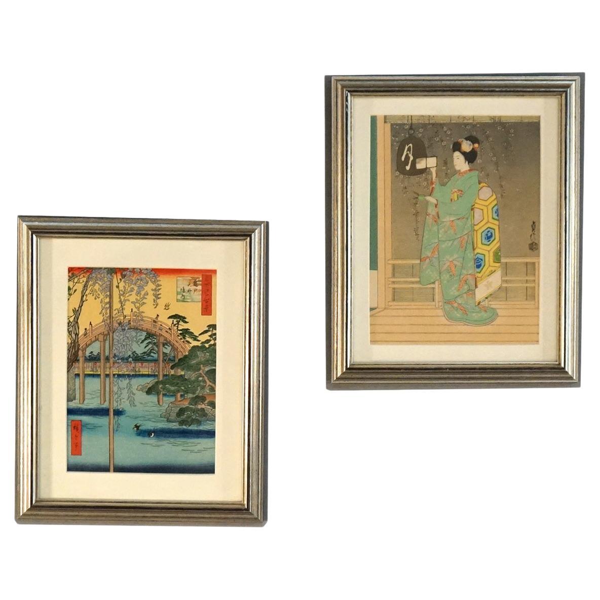 Woodblock Prints by Hiroshige and Hasegawa Sadanobu III C1950 For Sale