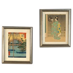 Gravures sur bois de Hiroshige et Hasegawa Sadanobu III C1950