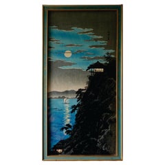 Woodblock Shotei Takahashi Hiroaki 松亭高橋、弘明 "the Moon and Ishiyama"