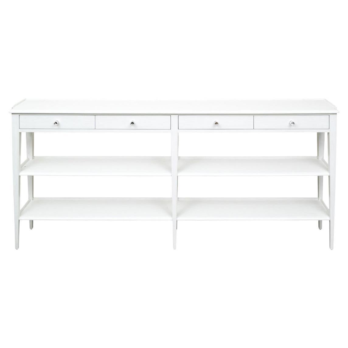 Woodbridge Furniture Mesa Consola Captiva de Cuatro Cajones Acabado Blanco