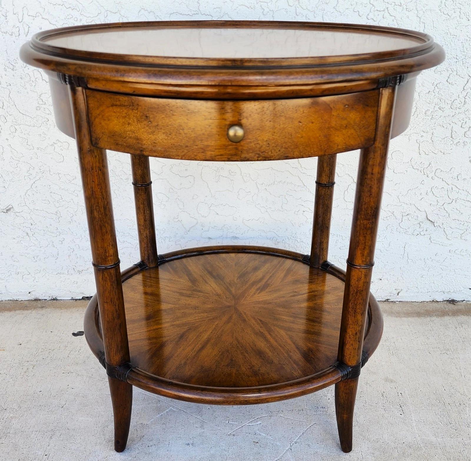 Woodbridge Linwood Center Side Table Faux Bamboo In Good Condition For Sale In Lake Worth, FL