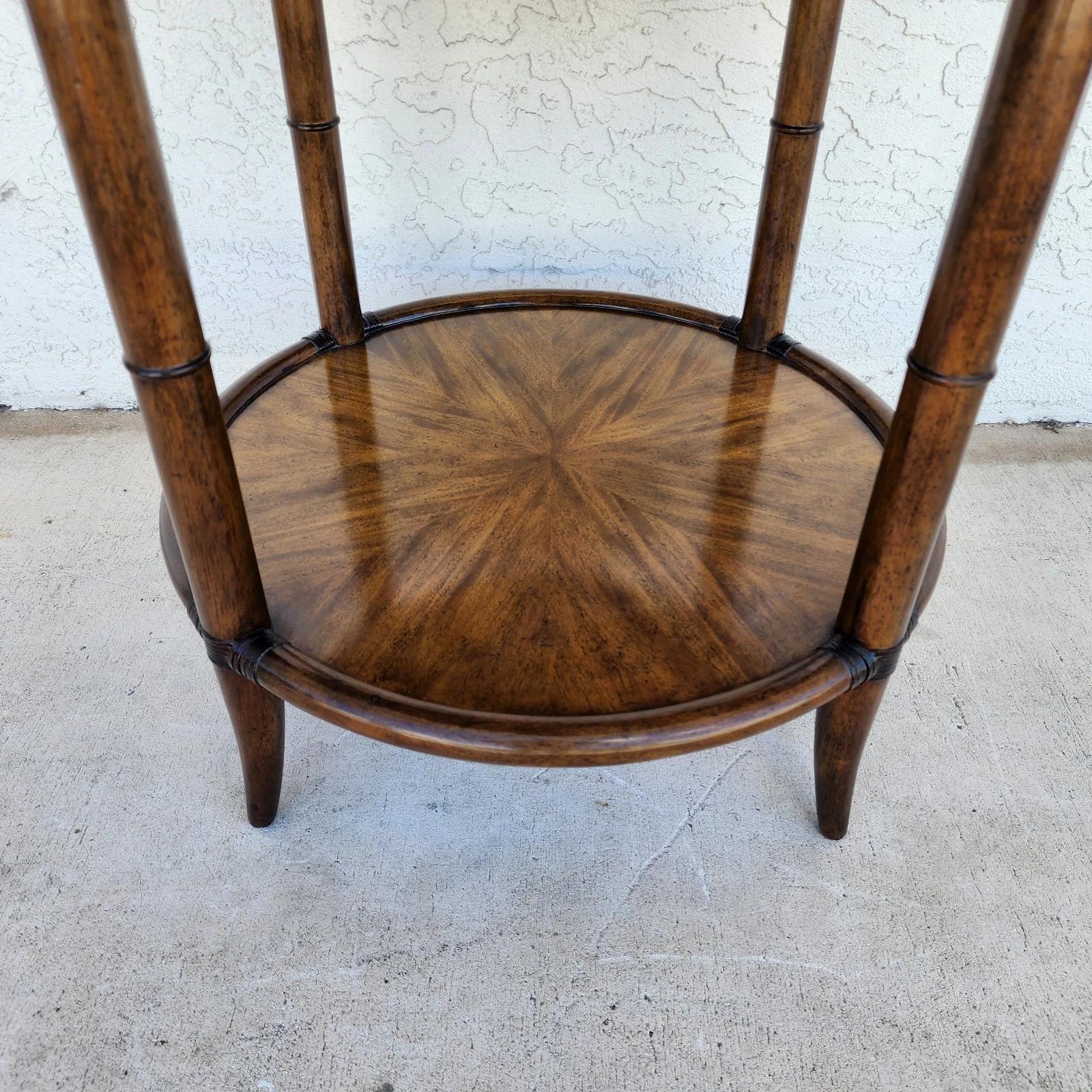 Contemporary Woodbridge Linwood Center Side Table Faux Bamboo For Sale