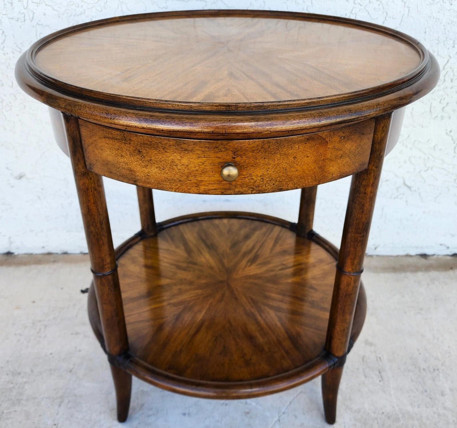 Hardwood Woodbridge Linwood Center Side Table Faux Bamboo For Sale