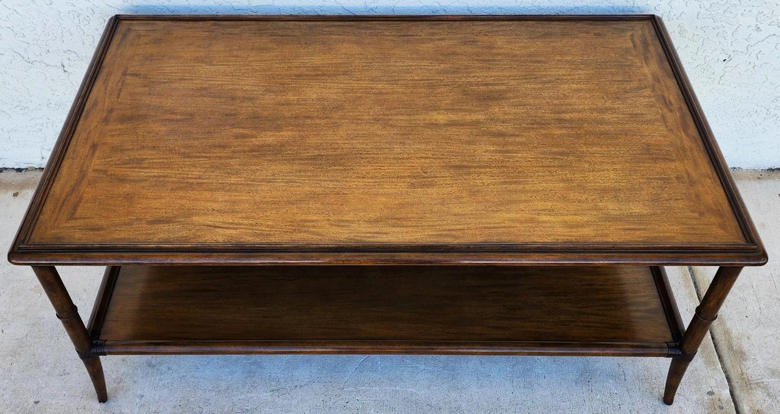 Woodbridge Linwood Cocktail Table Faux Bamboo In Good Condition For Sale In Lake Worth, FL