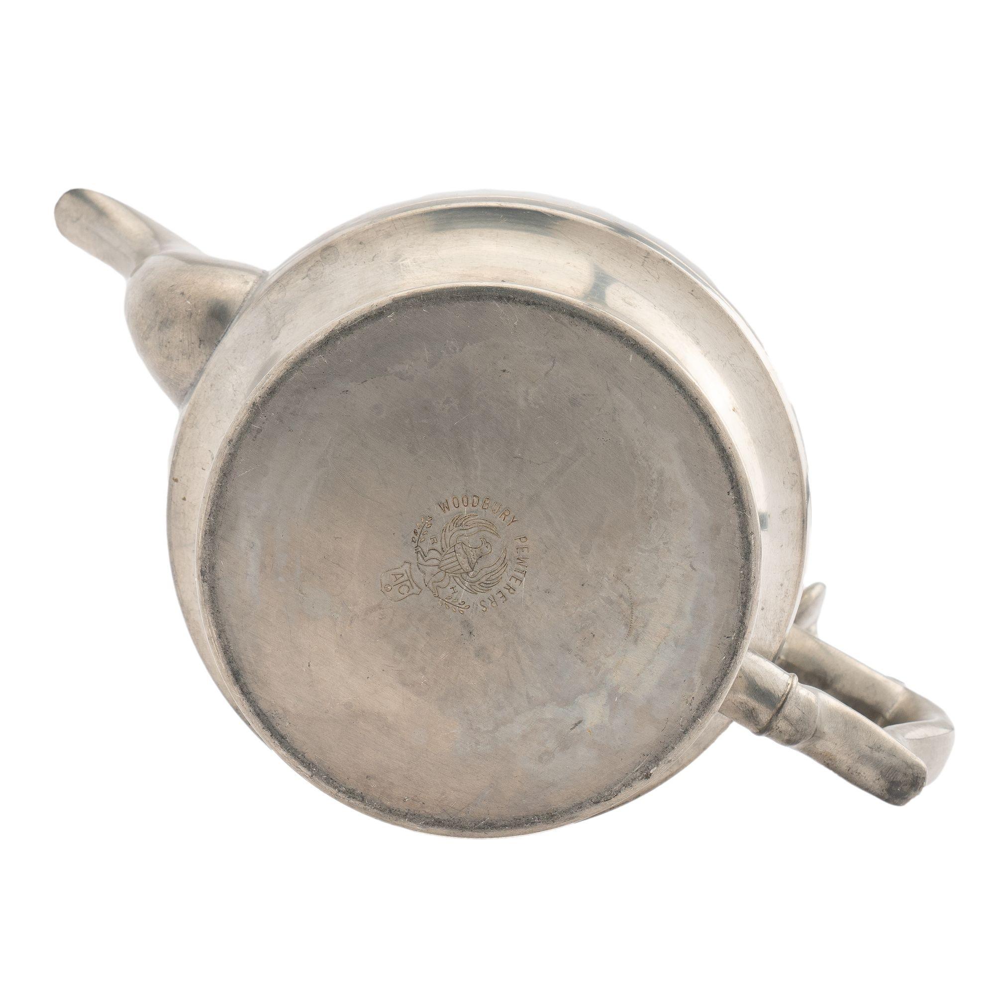 Woodbury Pewter Academic Revival Pewter Holloware Teapot, 1952 For Sale 8